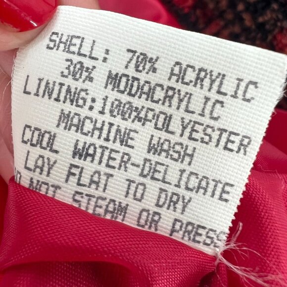 VTG Kristen Blake Après S Red Black Plaid Fleece Jacket Full Zip Cabin Core - Picture 6 of 8